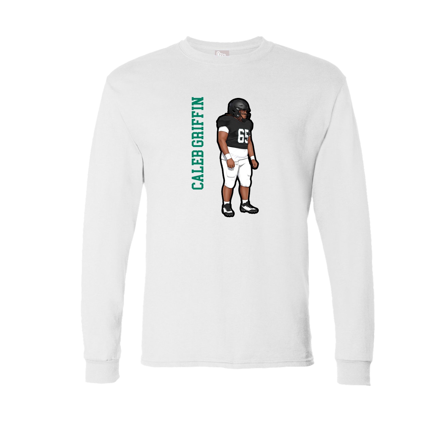 Long Sleeve Tee — Name Vertical in White