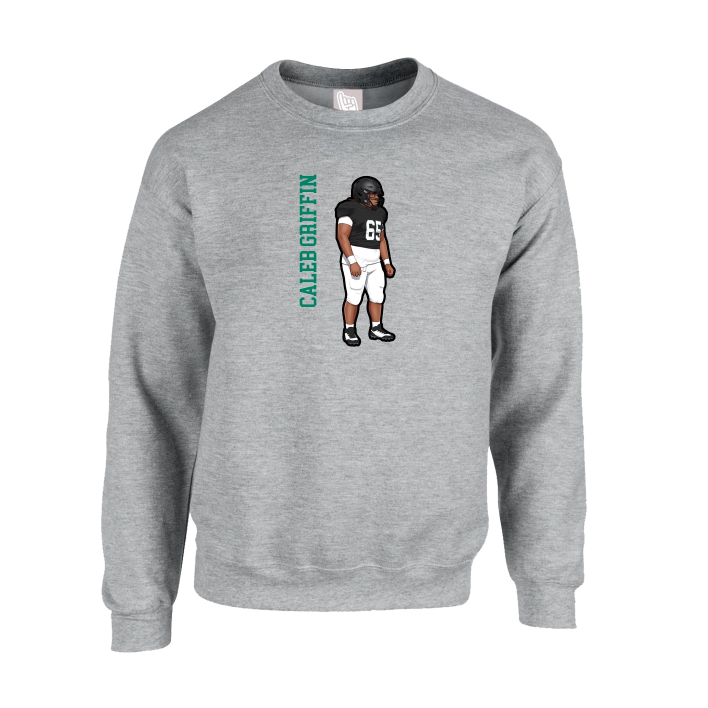 Fleece Crew — Name Vertical in Grey