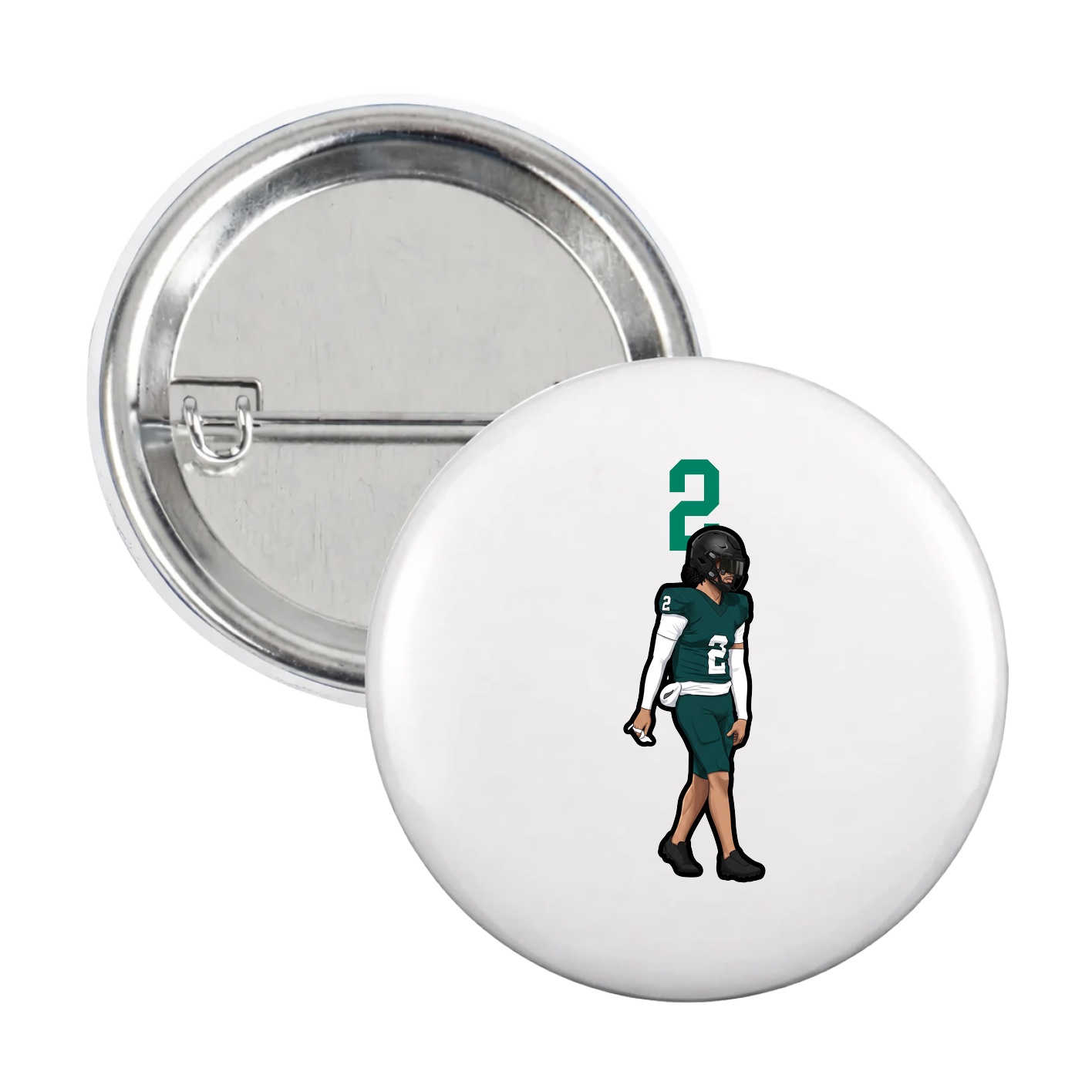 Game Day Button — Number Top in White