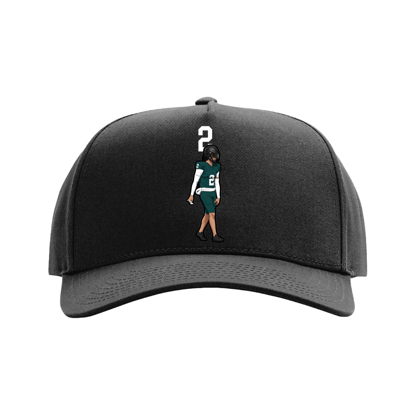 Full Fabric Five-Panel Champ Cap — Number Top in Black