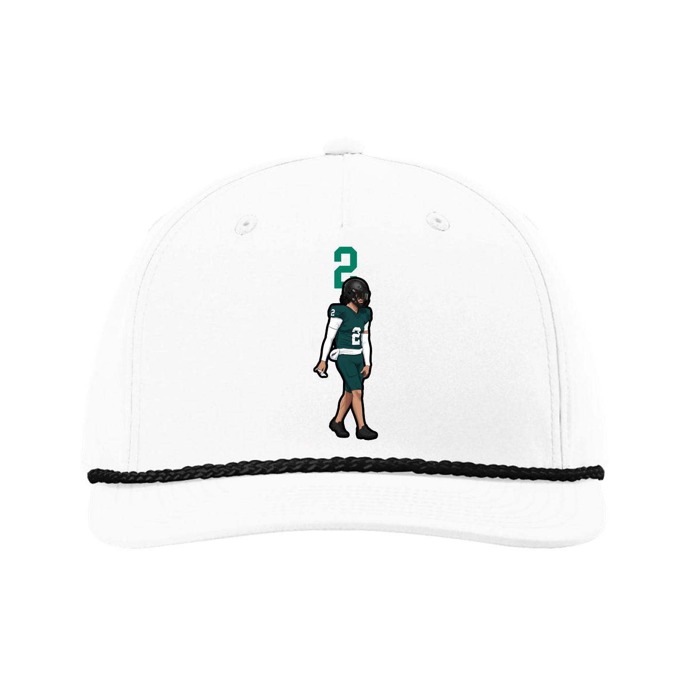 Five-Panel Classic Rope Cap — Number Top in White