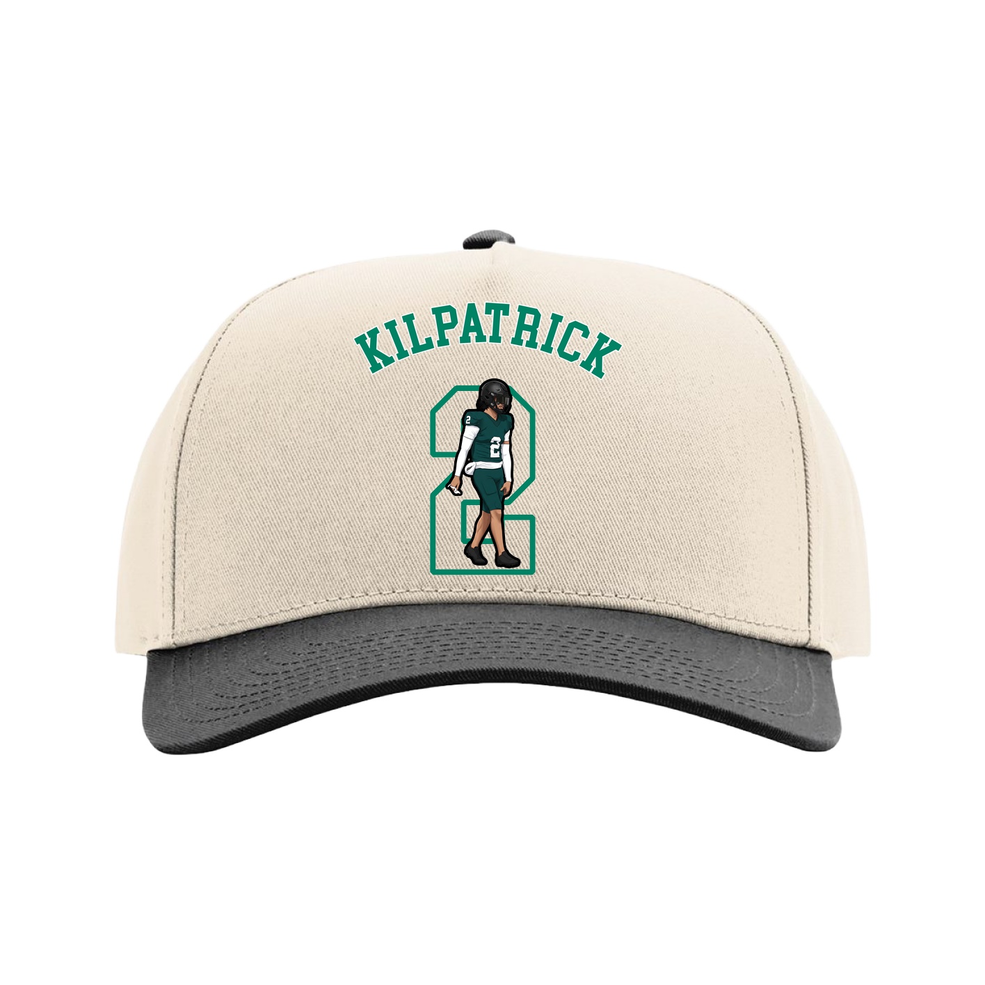 Full Fabric Five-Panel Champ Cap — Shirsey Arch in Cream/Black