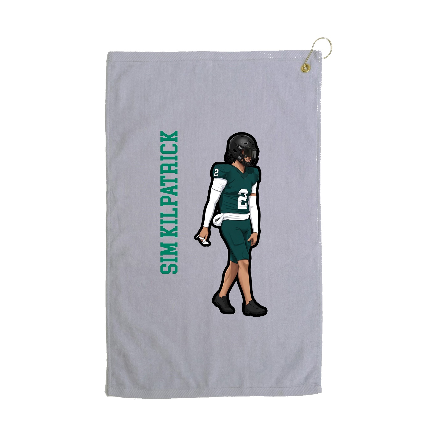 Golf Towel — Name Vertical in Grey