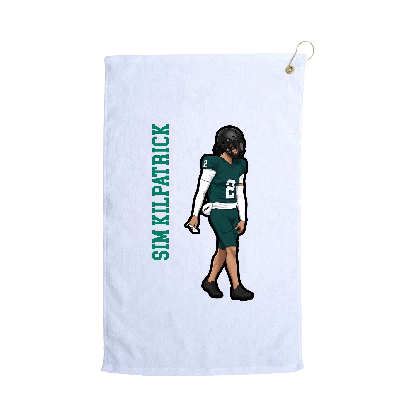 Golf Towel — Name Vertical in White