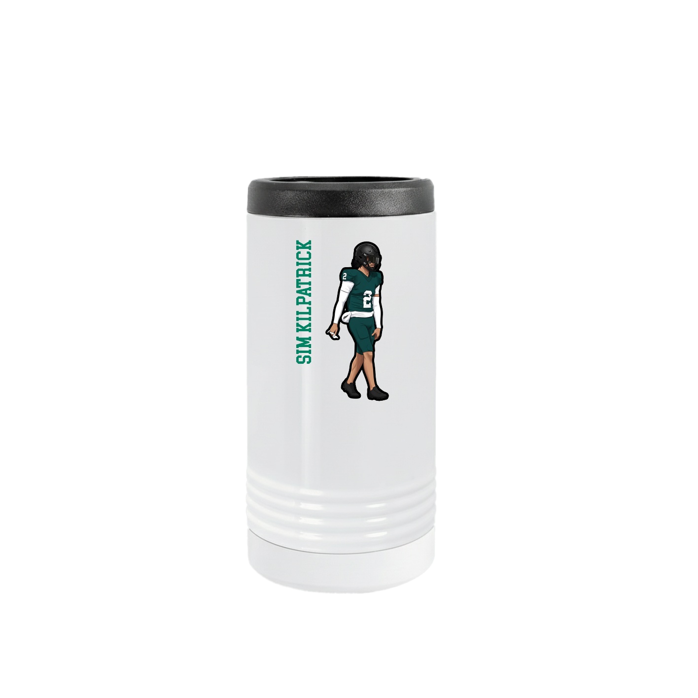 Slim Beverage Holder — Name Vertical in White