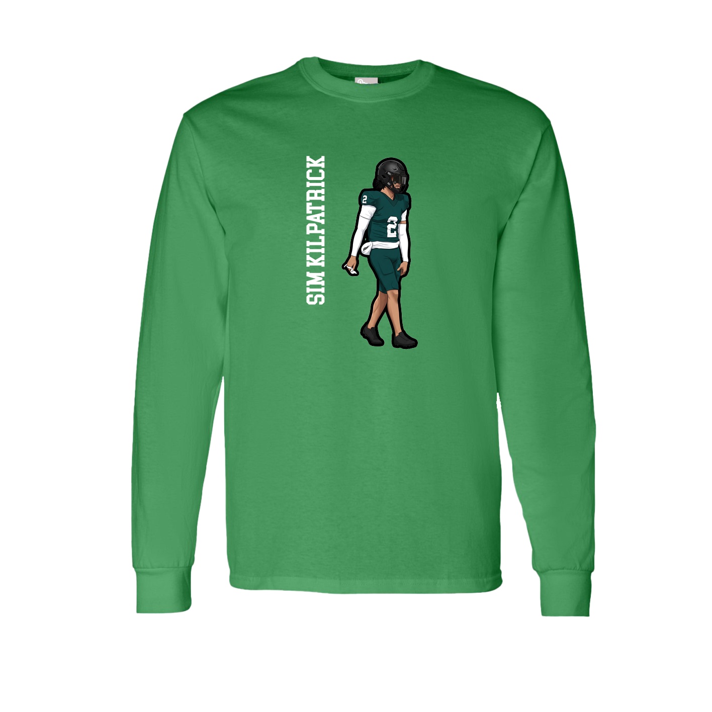 Long Sleeve Tee — Name Vertical in Green