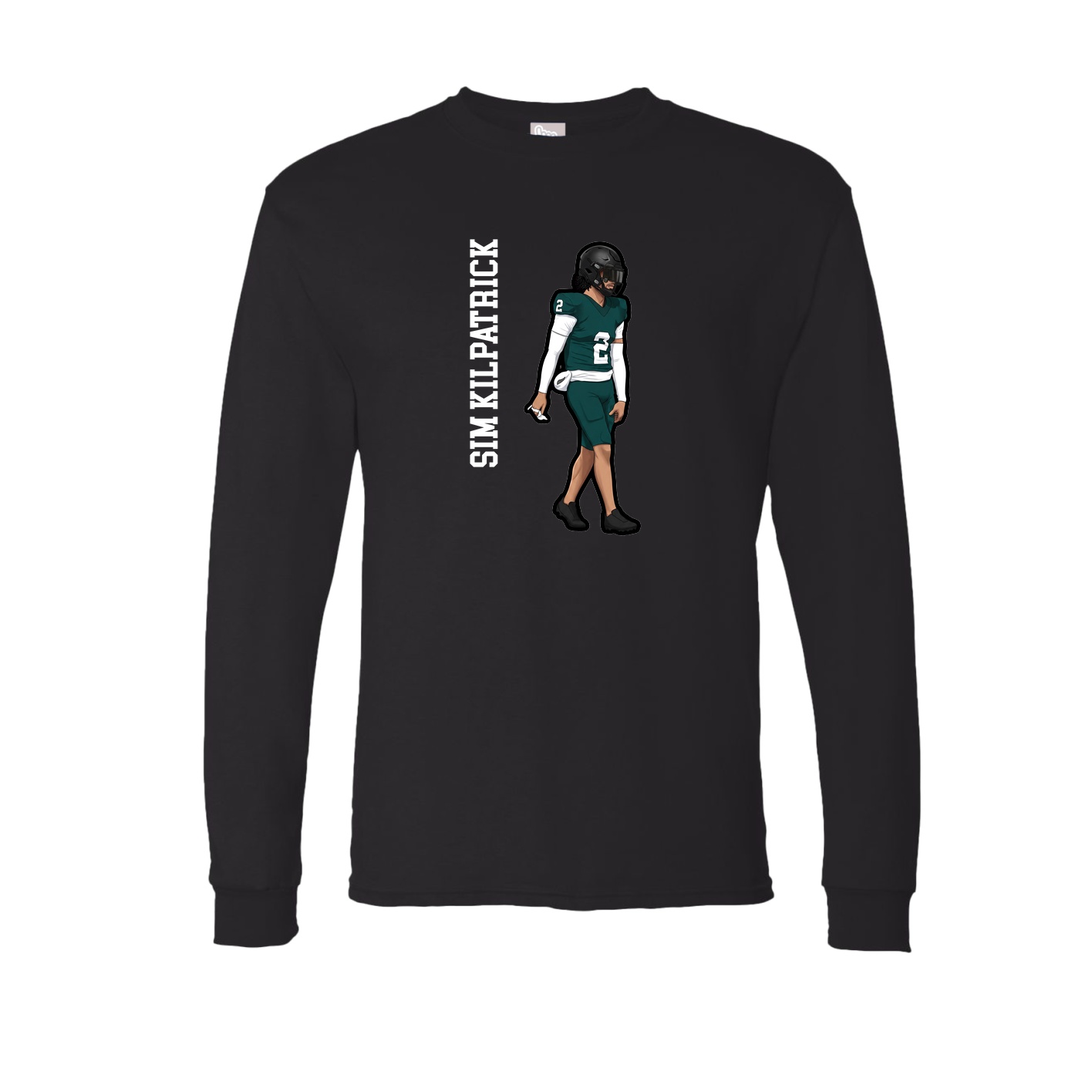 Long Sleeve Tee — Name Vertical in Black