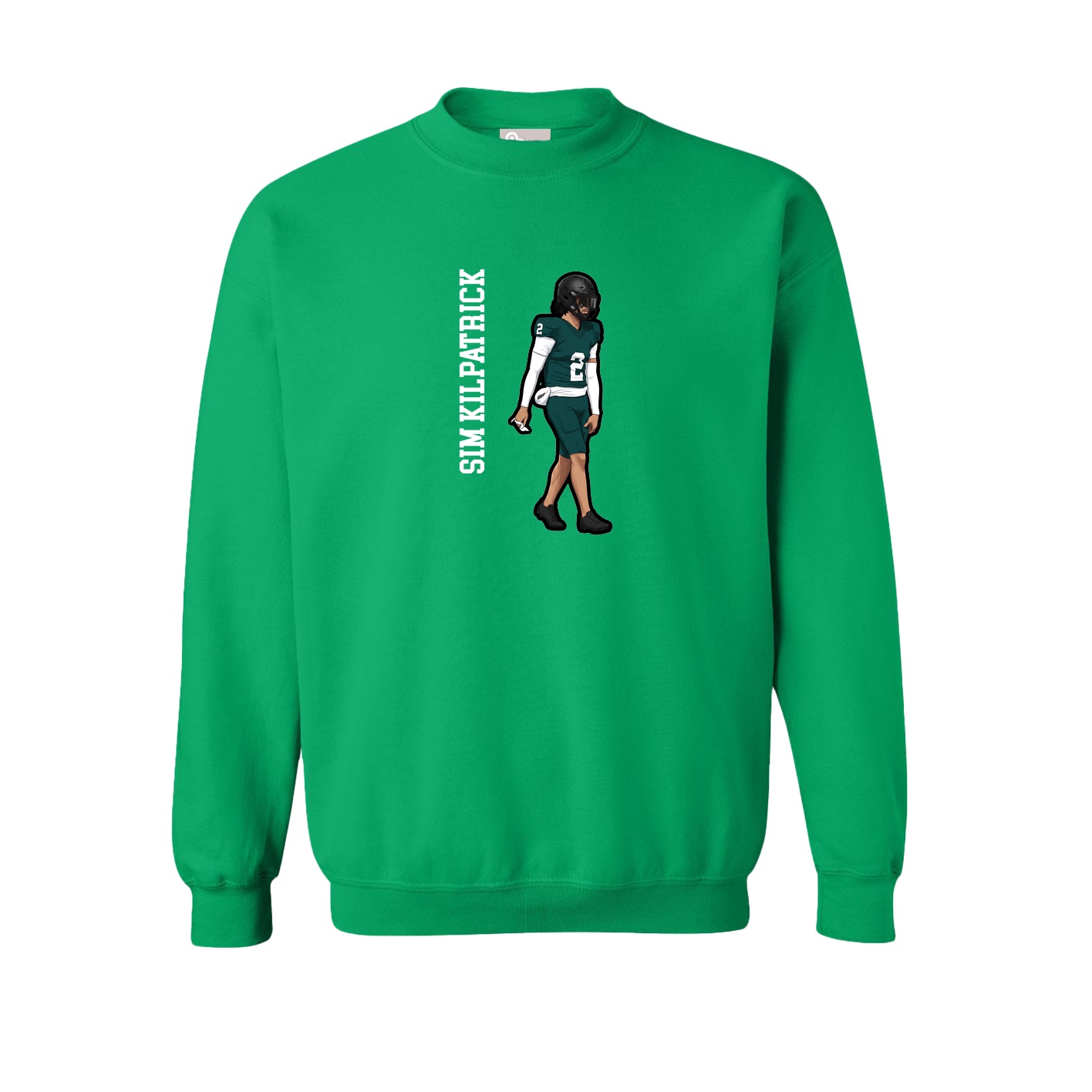 Fleece Crew — Name Vertical in Green
