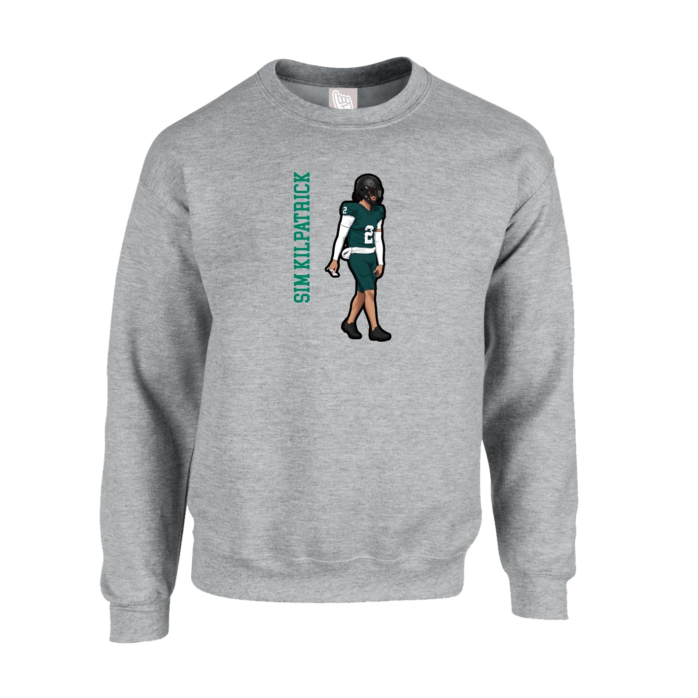 Fleece Crew — Name Vertical in Grey