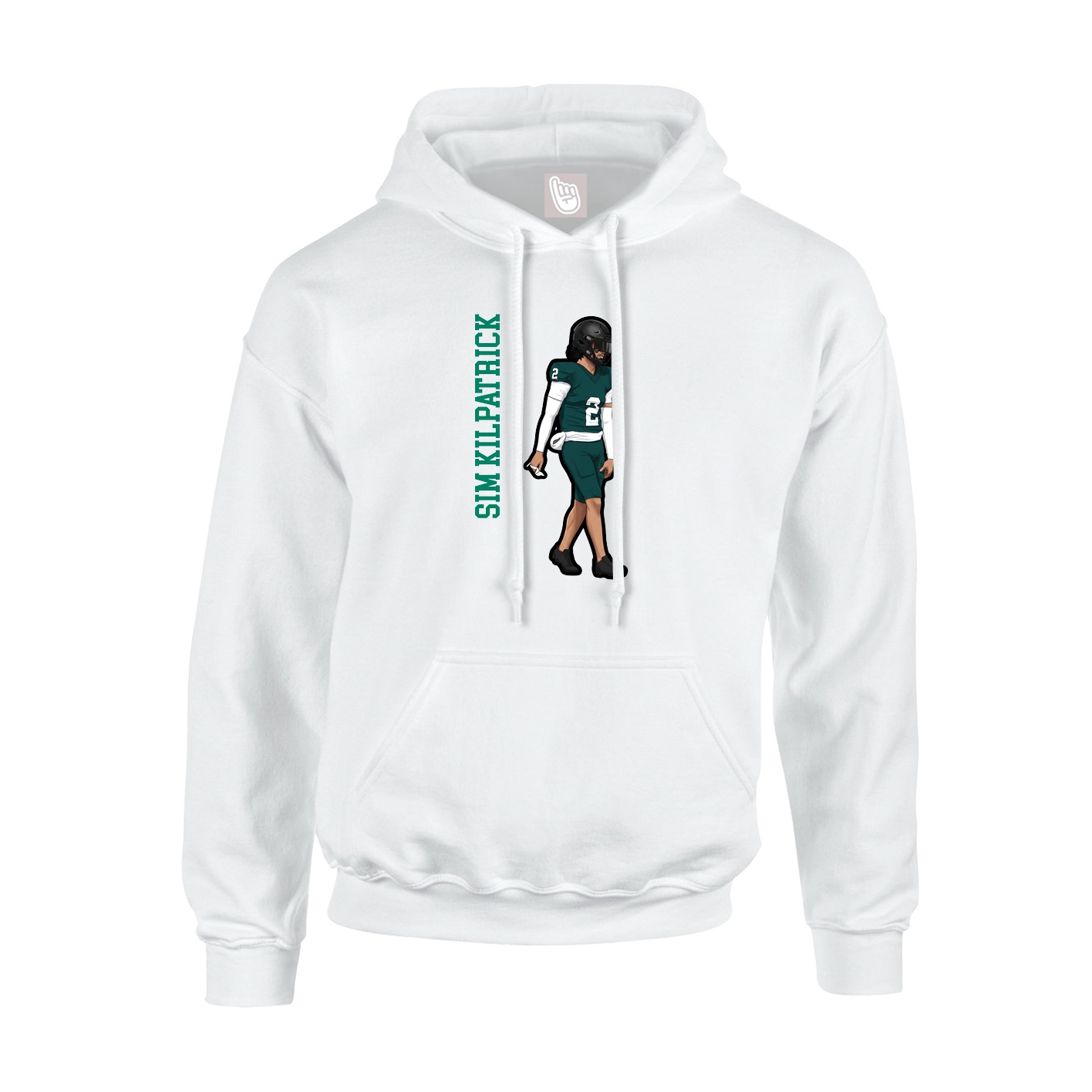 Youth Hoodie — Name Vertical in White