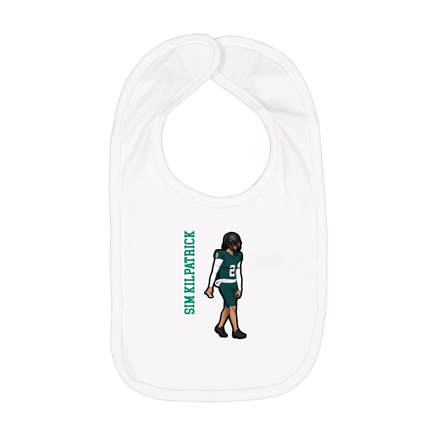 Infant Bib — Name Vertical in White
