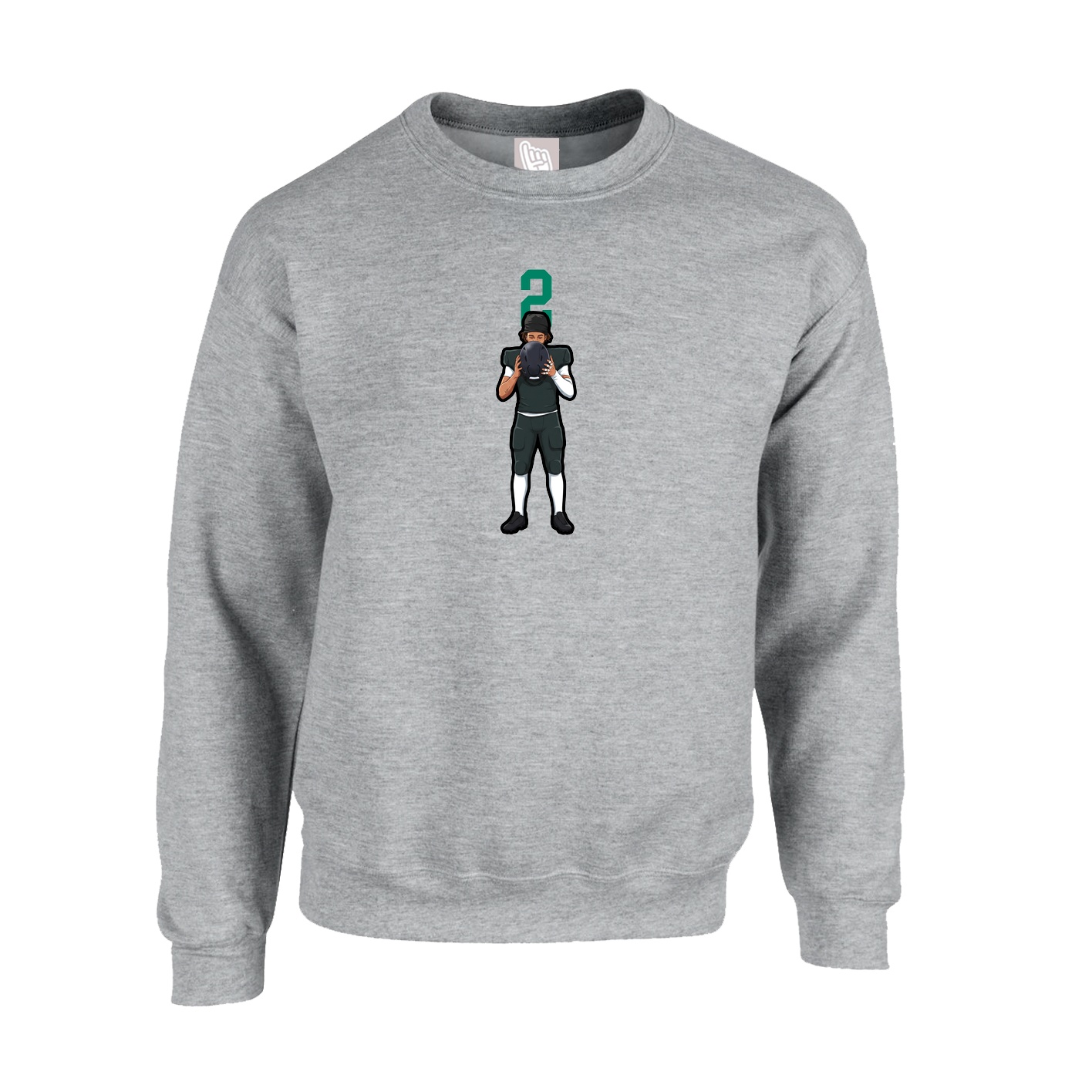 Fleece Crew — Number Top in Grey
