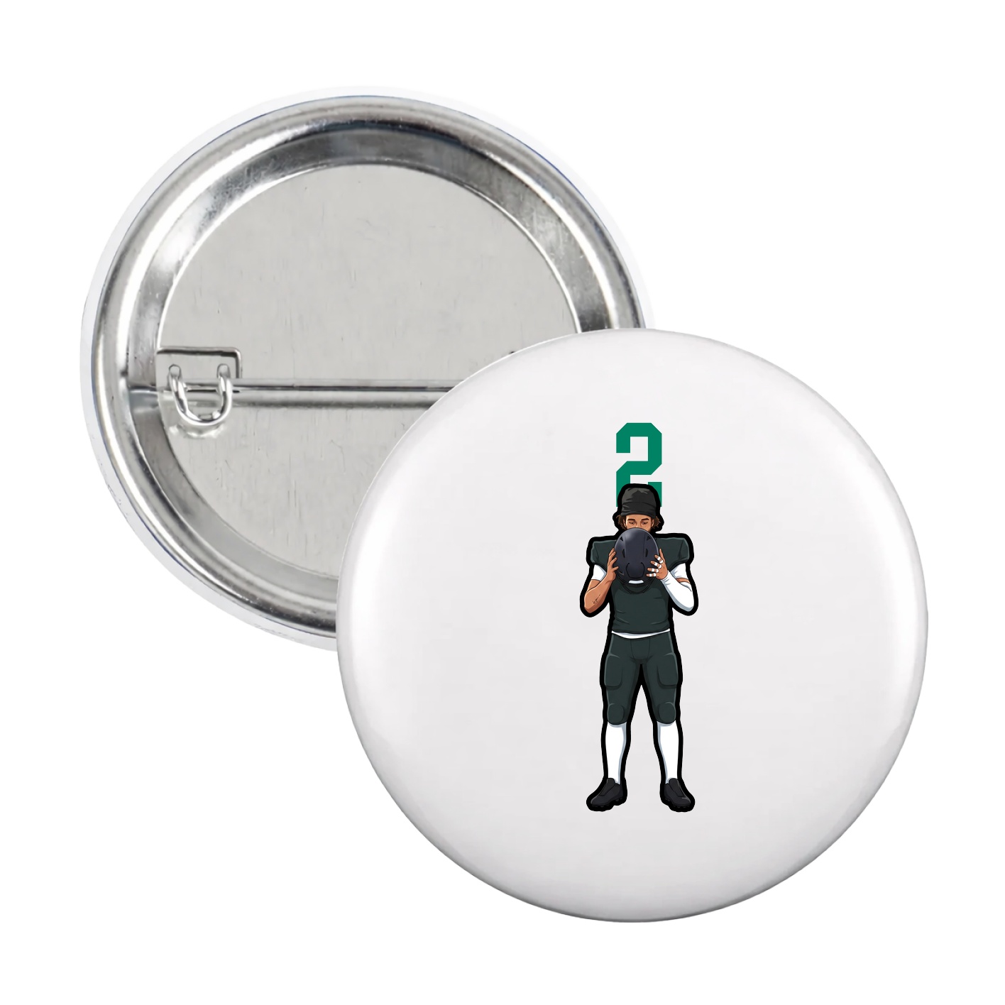 Game Day Button — Number Top in White