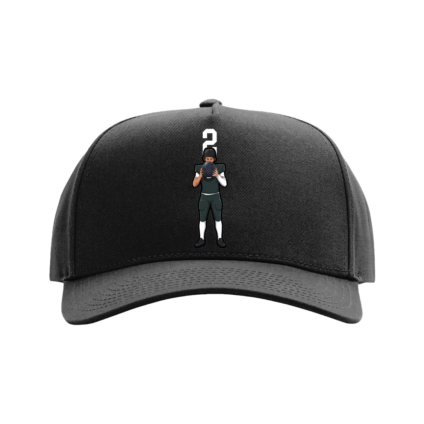 Full Fabric Five-Panel Champ Cap — Number Top in Black
