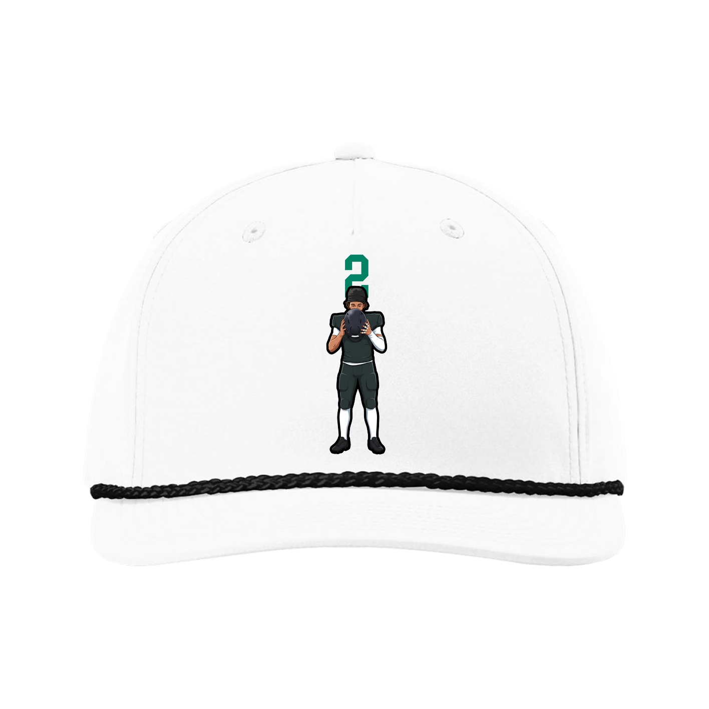 Five-Panel Classic Rope Cap — Number Top in White