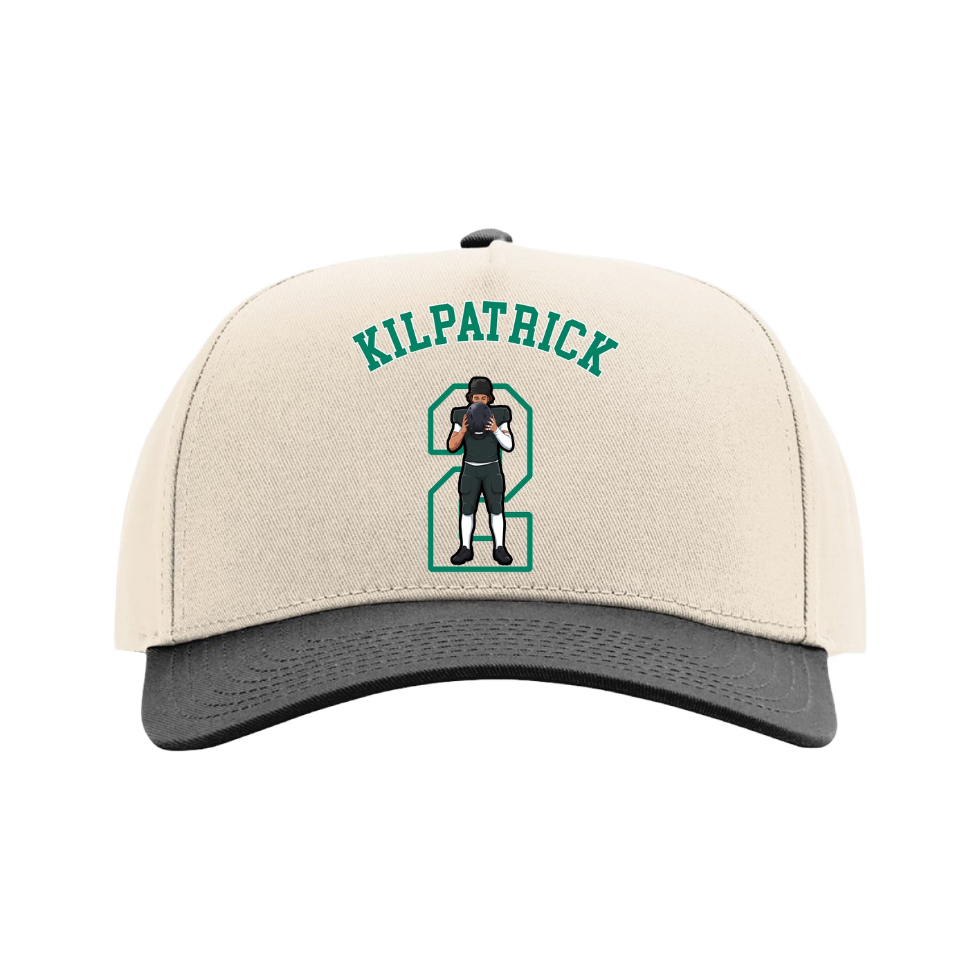 Full Fabric Five-Panel Champ Cap — Shirsey Arch in Cream/Black
