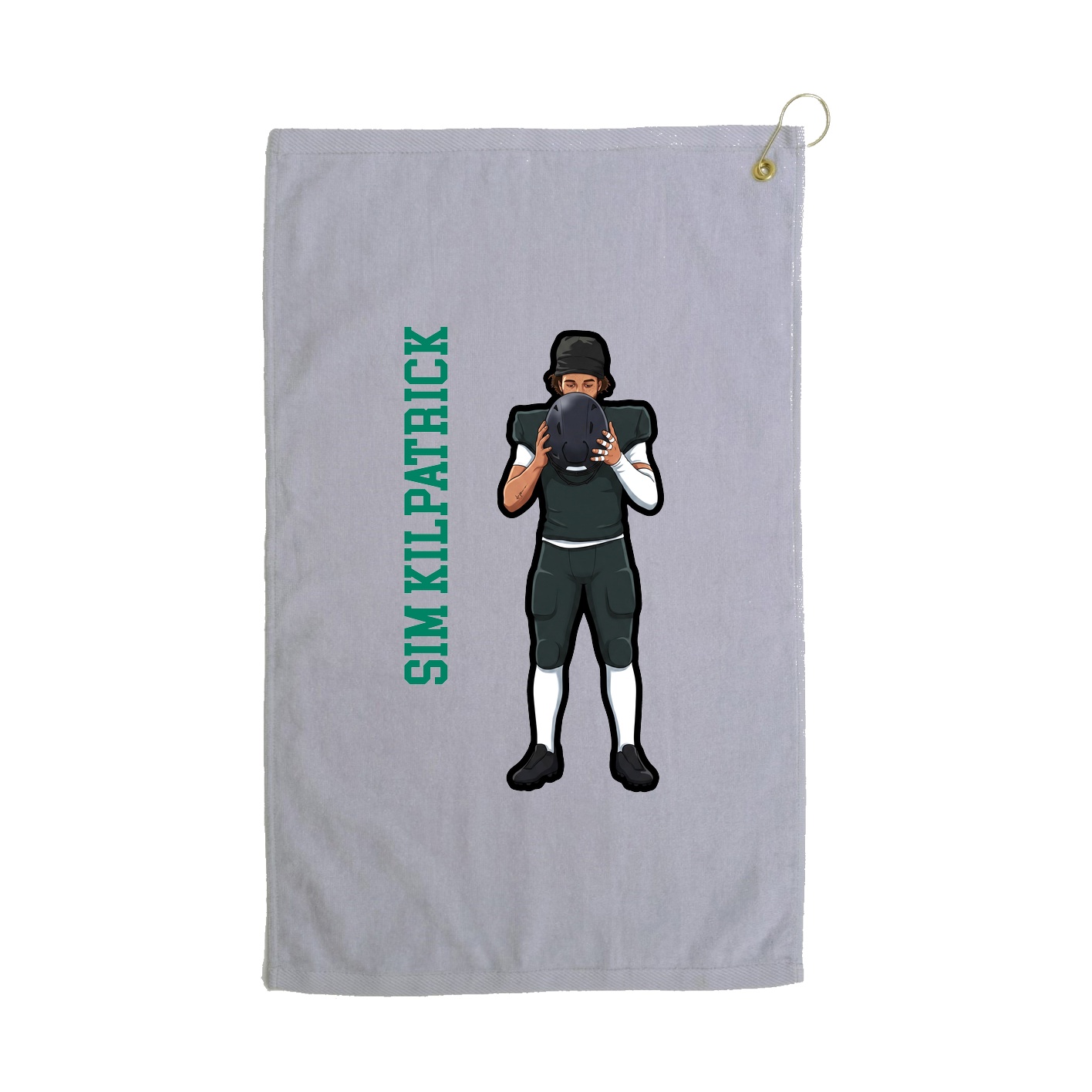 Golf Towel — Name Vertical in Grey