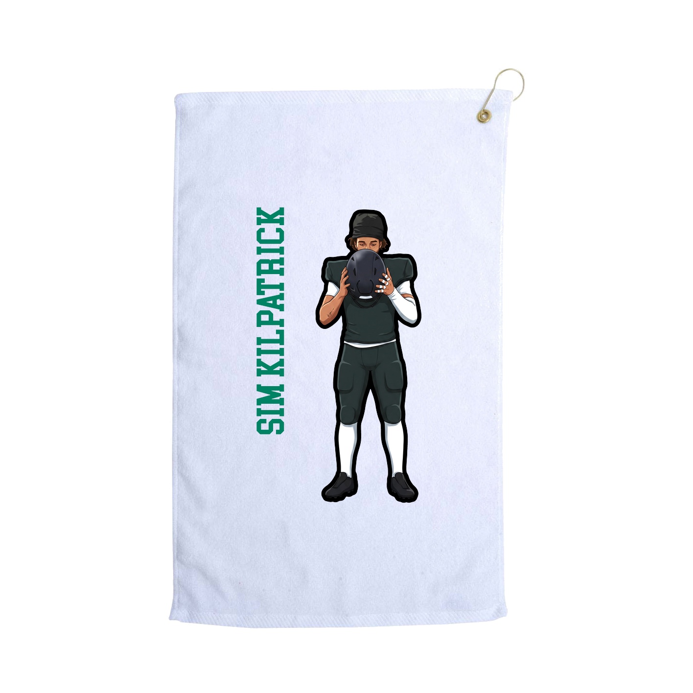 Golf Towel — Name Vertical in White