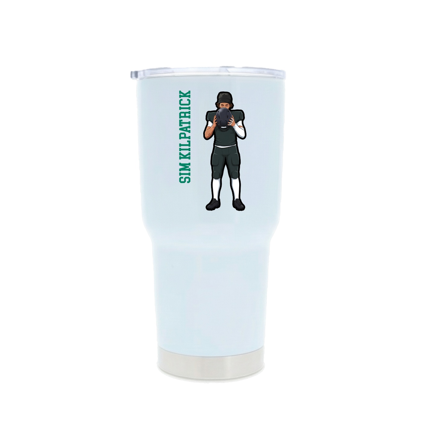 30oz Stainless Steel Tumbler — Name Vertical in White
