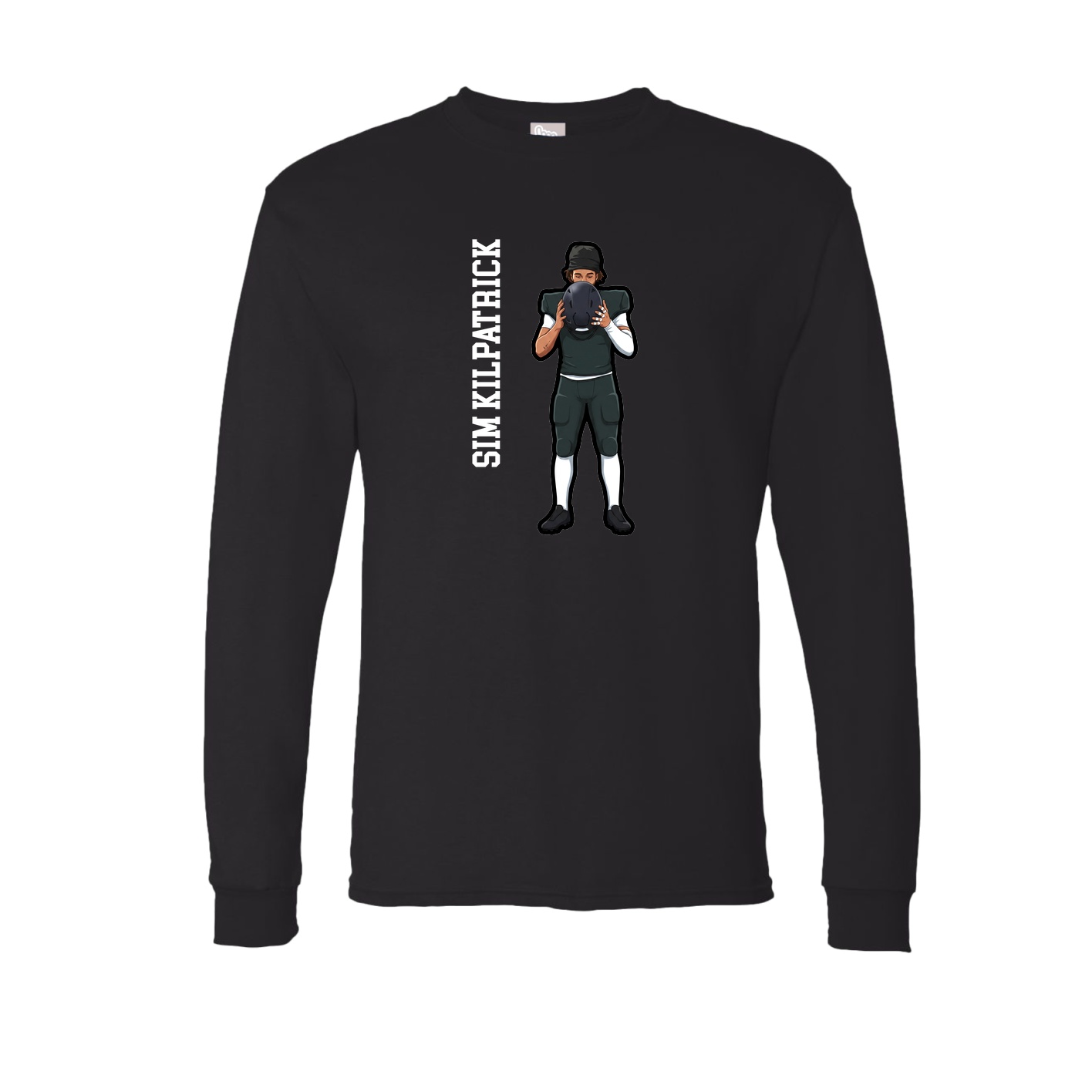 Long Sleeve Tee — Name Vertical in Black