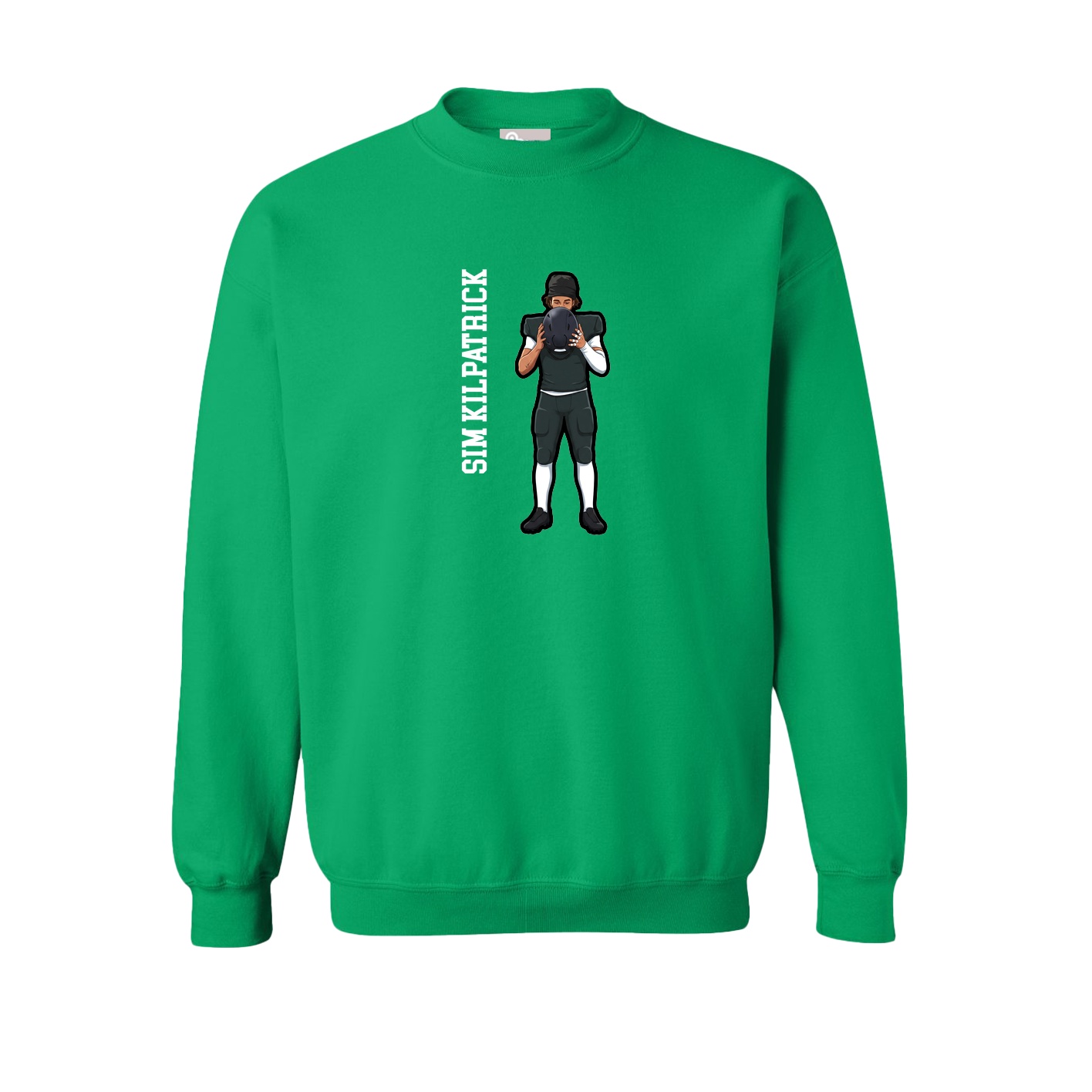 Fleece Crew — Name Vertical in Green