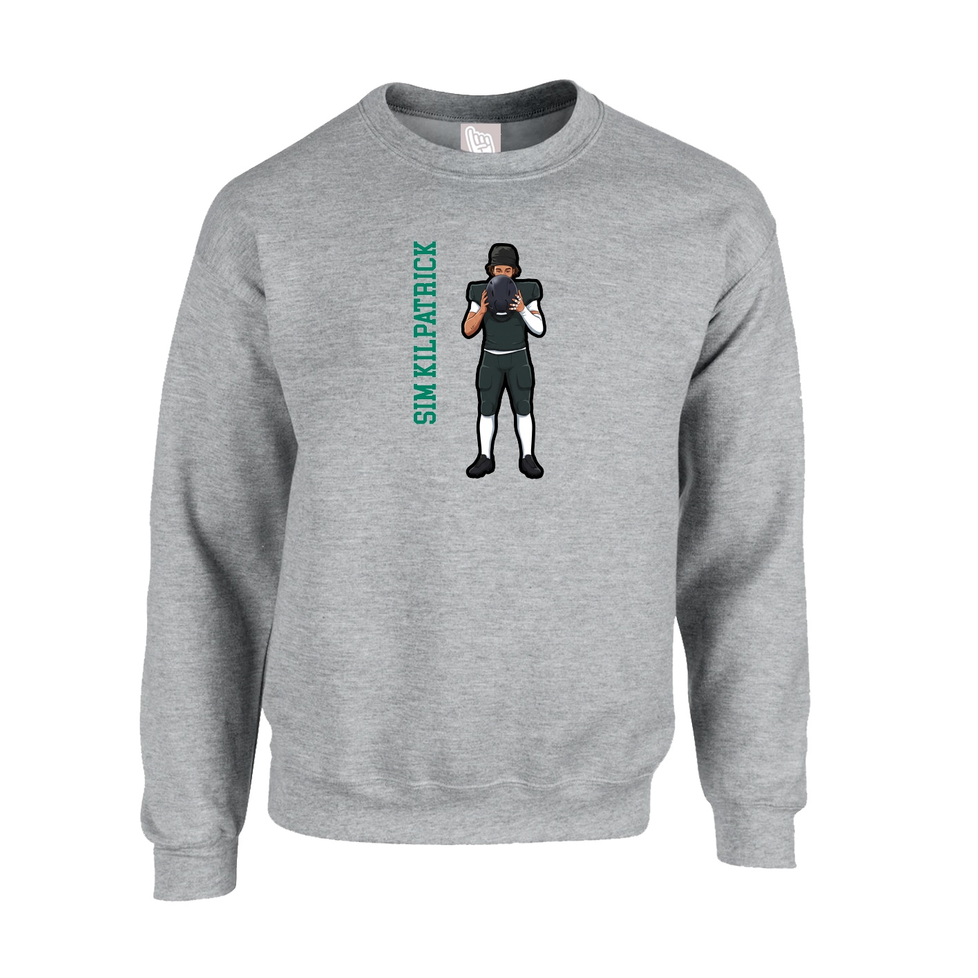 Fleece Crew — Name Vertical in Grey