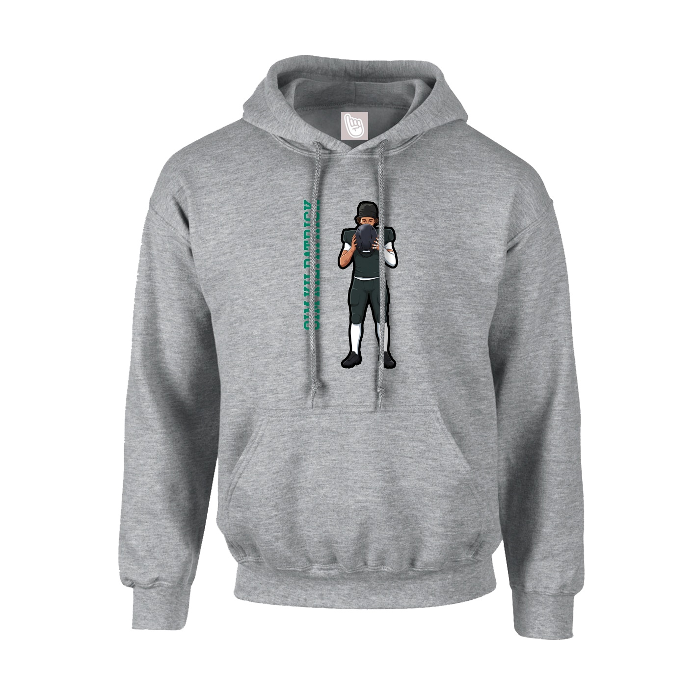 Youth Hoodie — Name Vertical in Grey