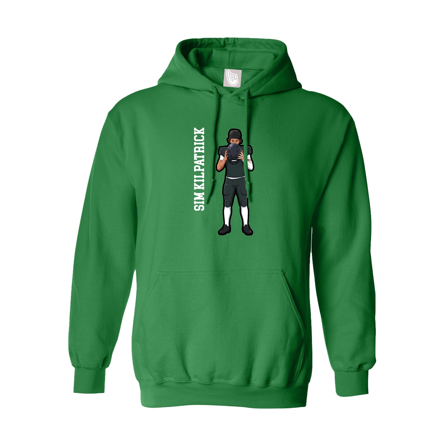 Youth Hoodie — Name Vertical in Green
