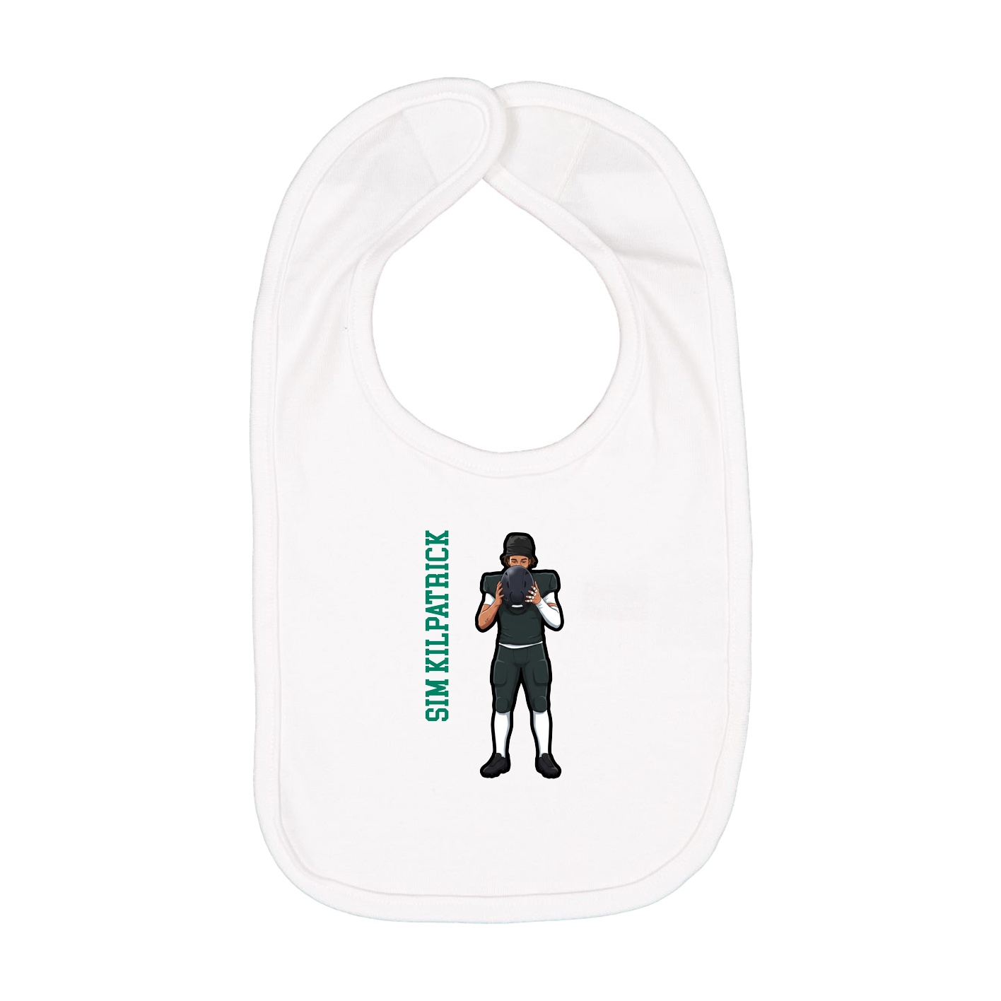 Infant Bib — Name Vertical in White