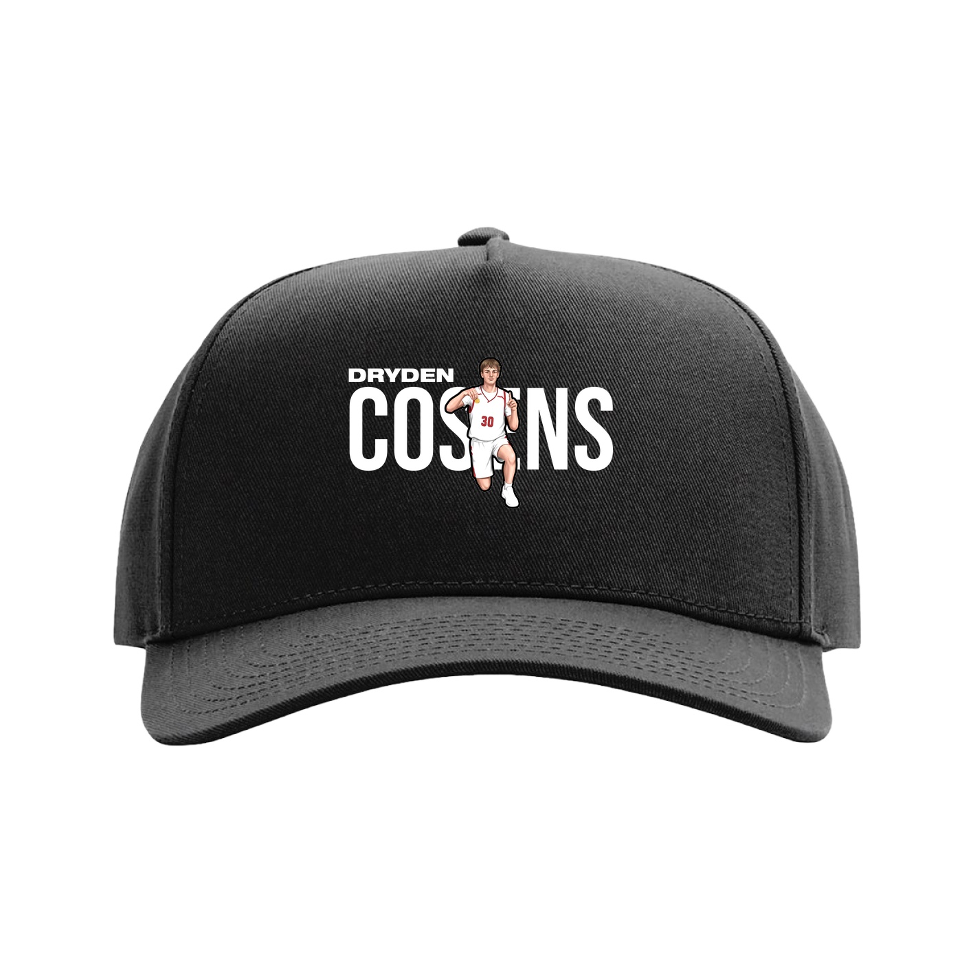 Full Fabric Five-Panel Champ Cap — Player Name in Black