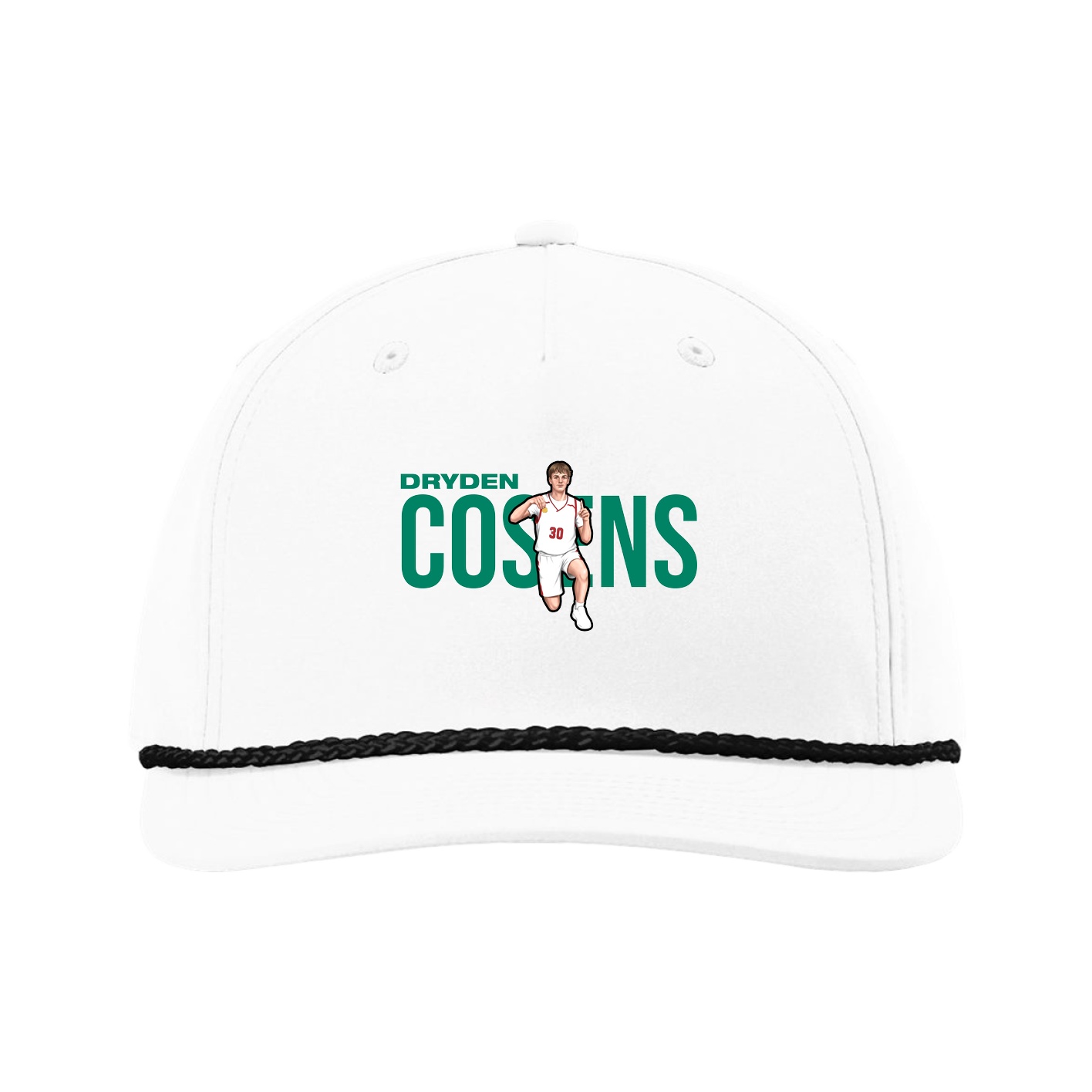 Five-Panel Classic Rope Cap — Player Name in White
