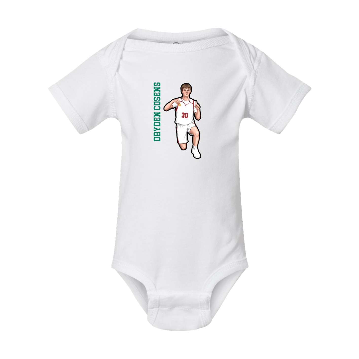 Baby Onesie — Name Vertical in White