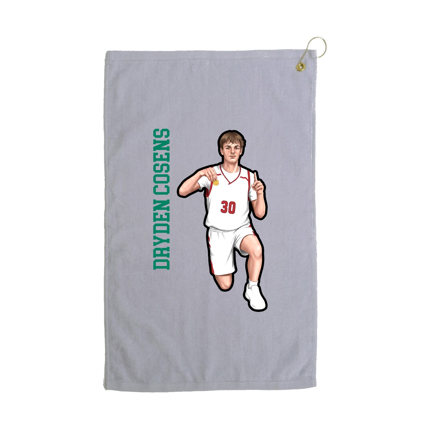 Golf Towel — Name Vertical in Grey