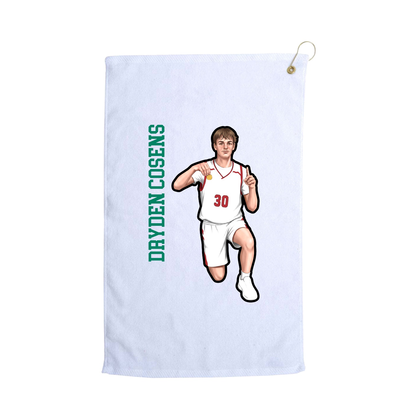 Golf Towel — Name Vertical in White