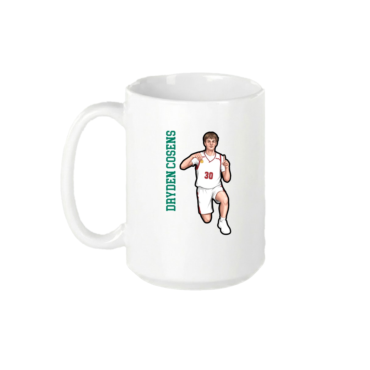 15oz Coffee Mug — Name Vertical in White