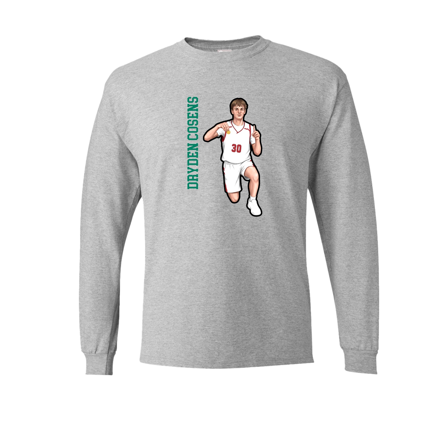 Long Sleeve Tee — Name Vertical in Grey