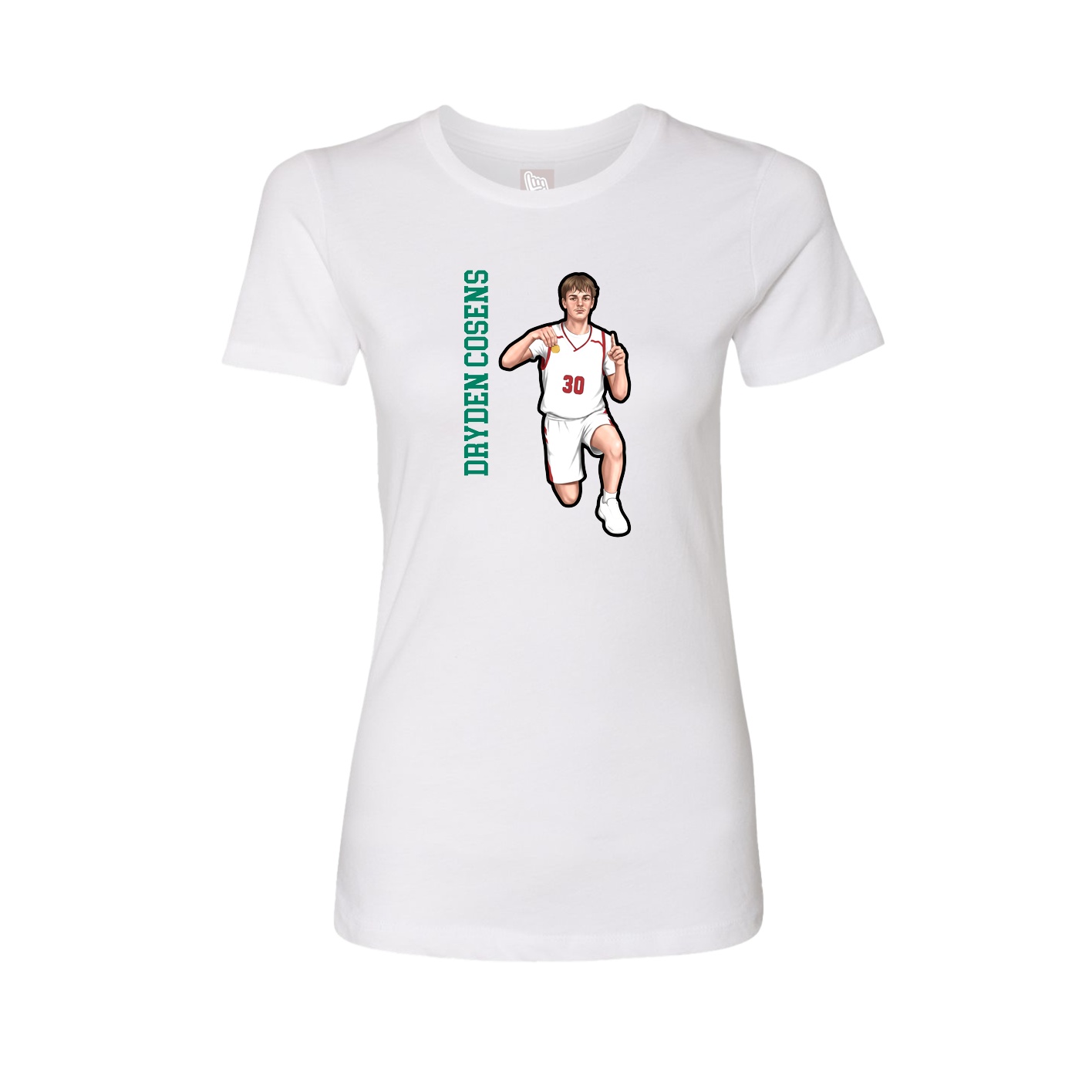 Fitted Women's Tee — Name Vertical in White