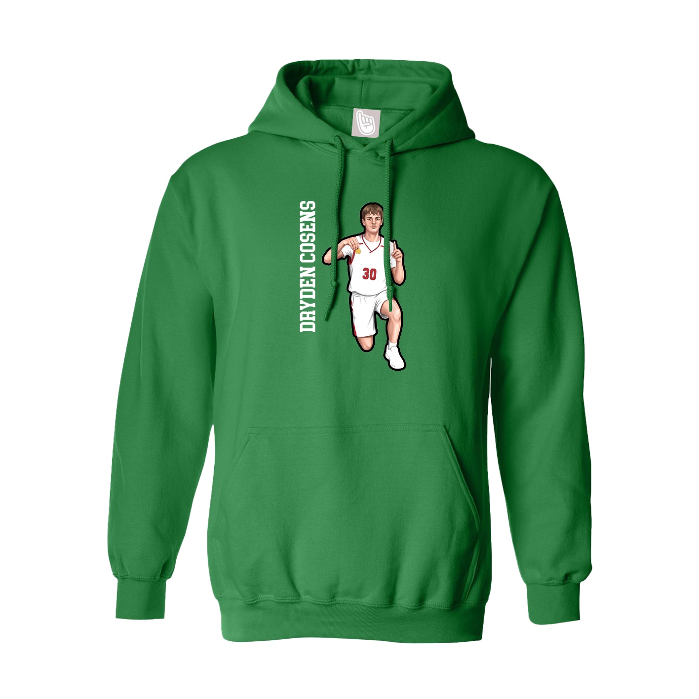 Youth Hoodie — Name Vertical in Green