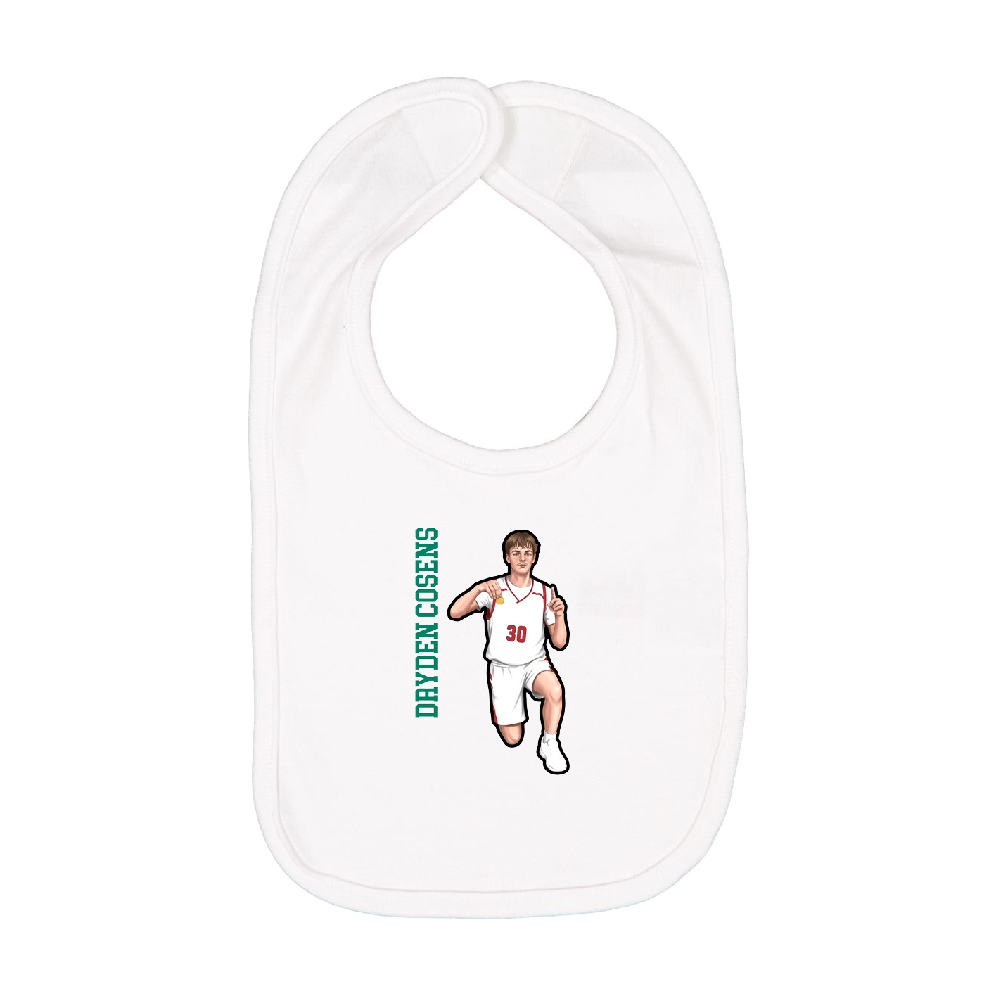 Infant Bib — Name Vertical in White
