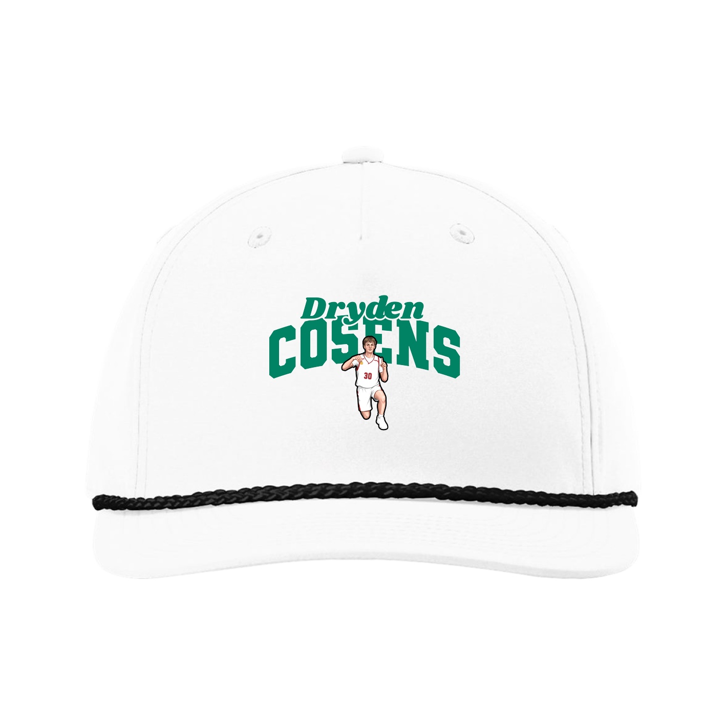 Five-Panel Classic Rope Cap — Signature Arch in White