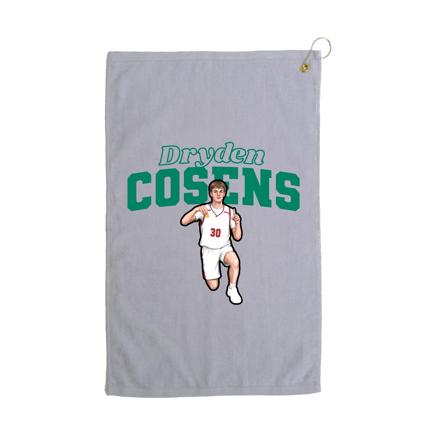 Golf Towel — Name Arch in Grey