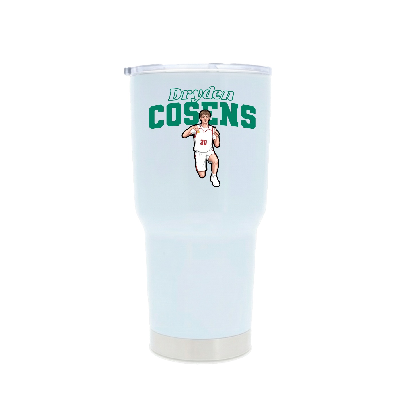 30oz Stainless Steel Tumbler — Name Arch in White