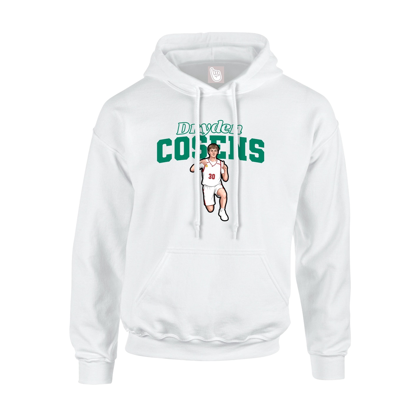 Youth Hoodie — Name Arch in White