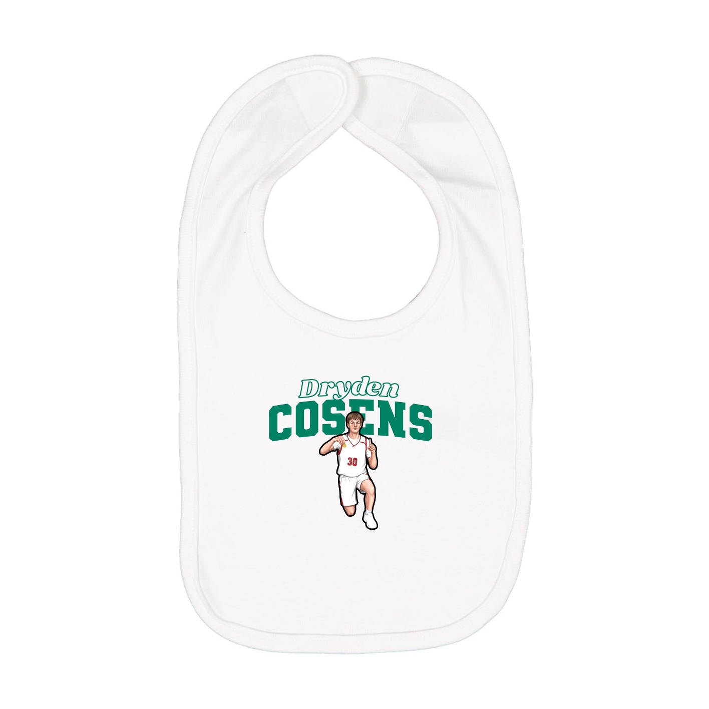 Infant Bib — Name Arch in White