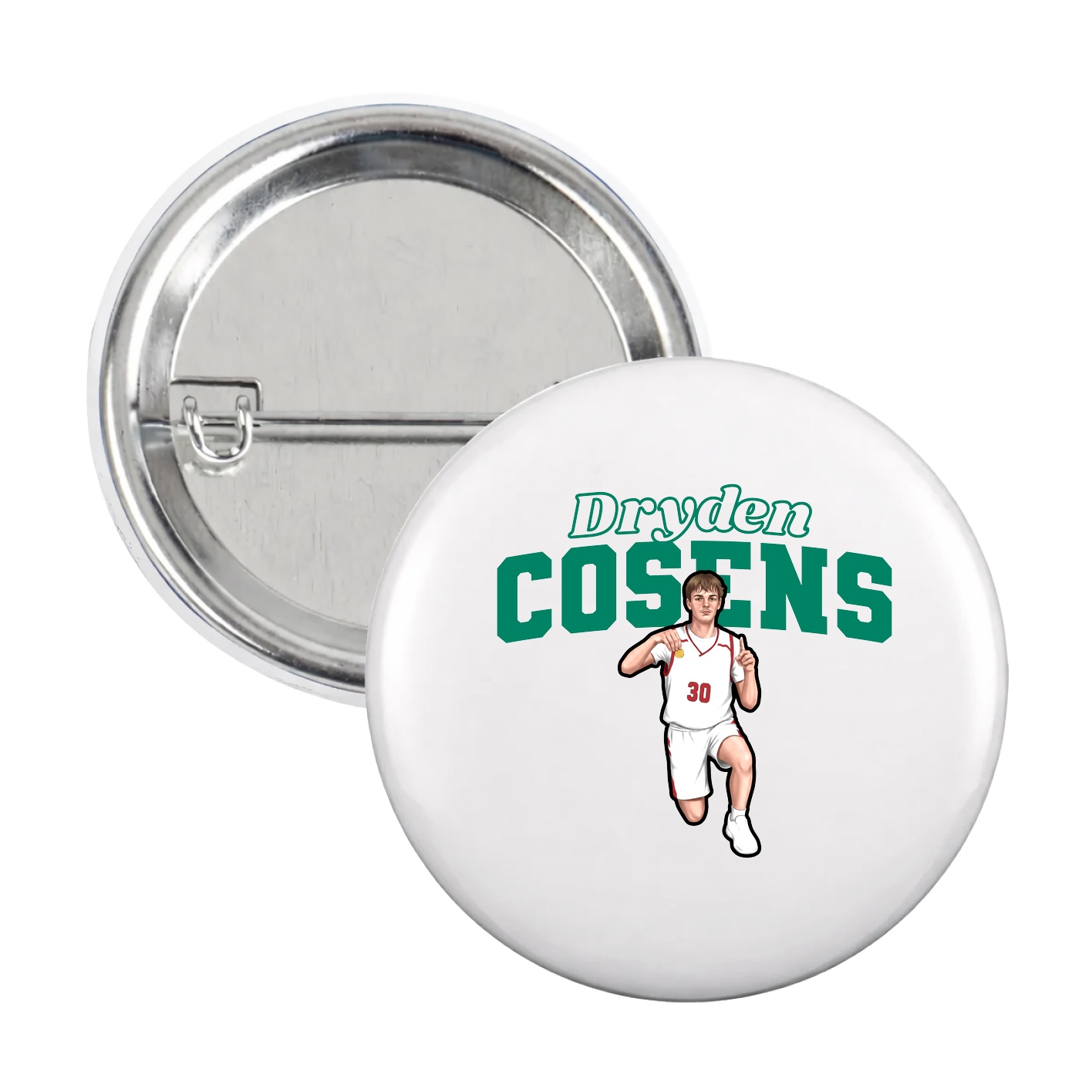 Game Day Button — Name Arch in White
