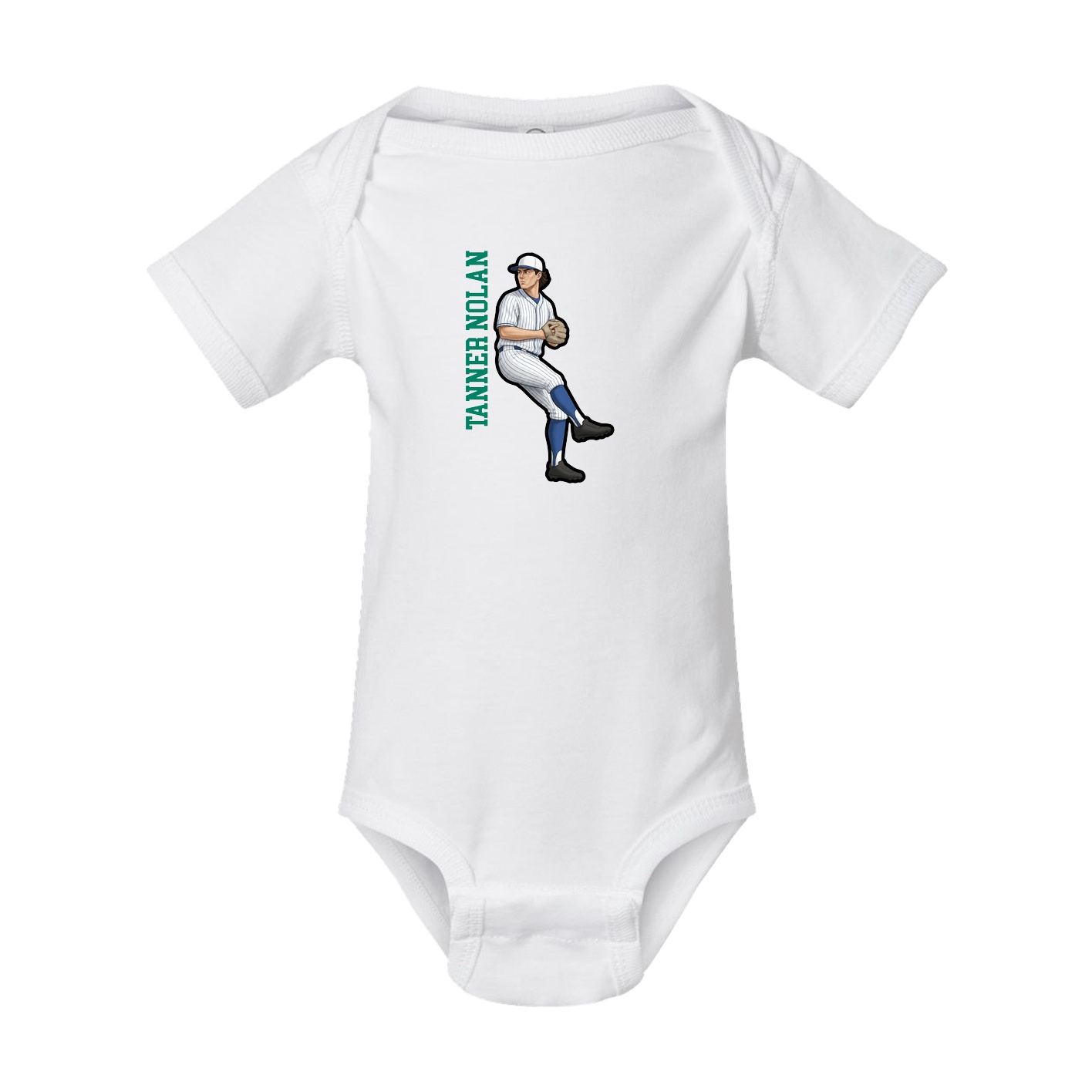 Baby Onesie — Name Vertical in White