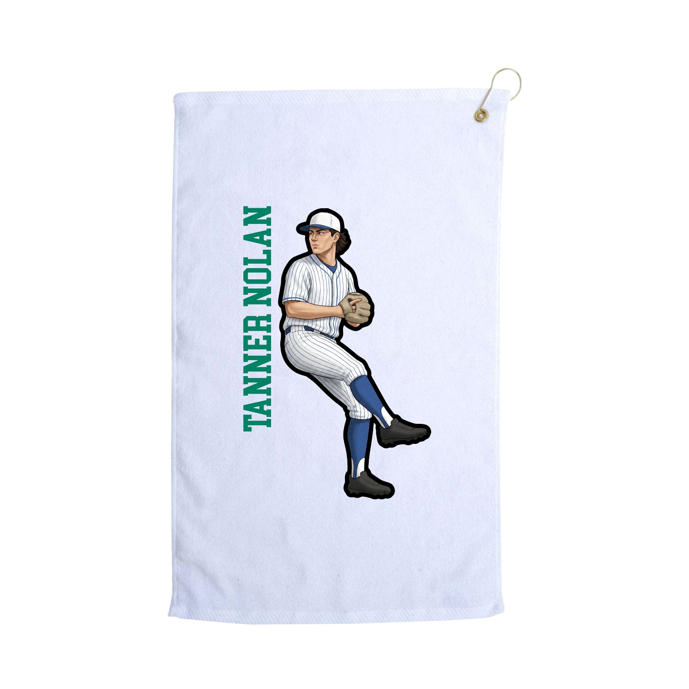 Golf Towel — Name Vertical in White