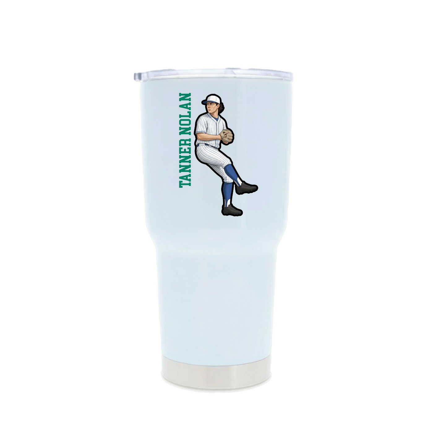 30oz Stainless Steel Tumbler — Name Vertical in White