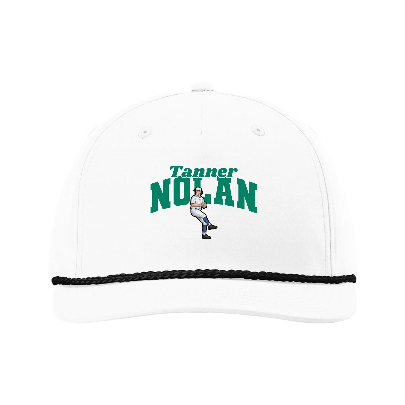 Five-Panel Classic Rope Cap — Signature Arch in White