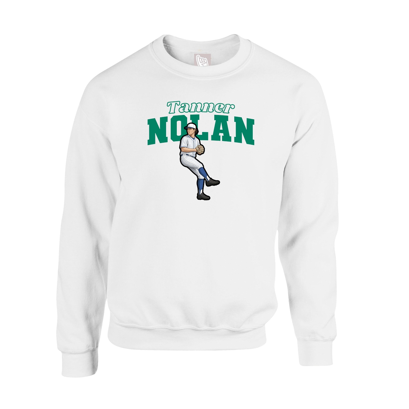 Fleece Crew — Name Arch in White